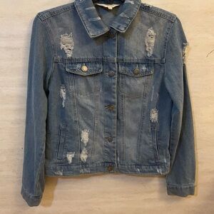 Ci Sono Distressed Jean Denim Jacket.